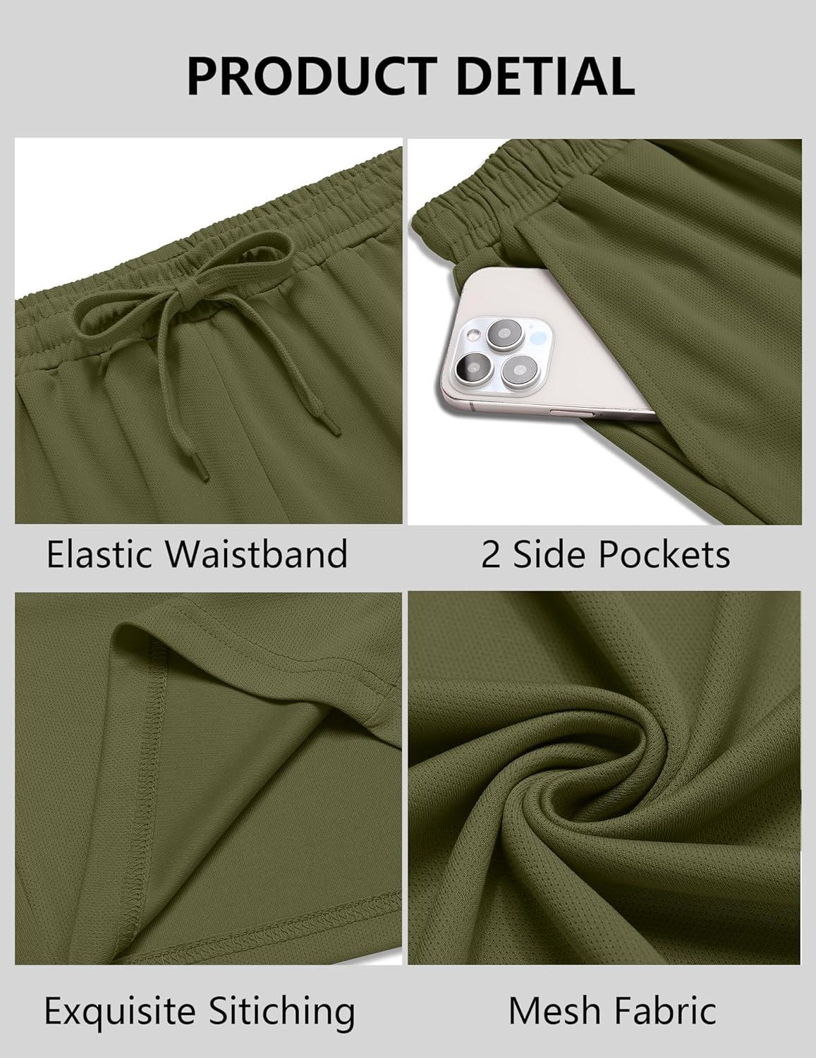 imageCOOFANDY Mens Workout Gym Shorts Mesh Athletic Shorts Lightweight Quick Dry Training Short Pants with PocketsBlackArmy Green