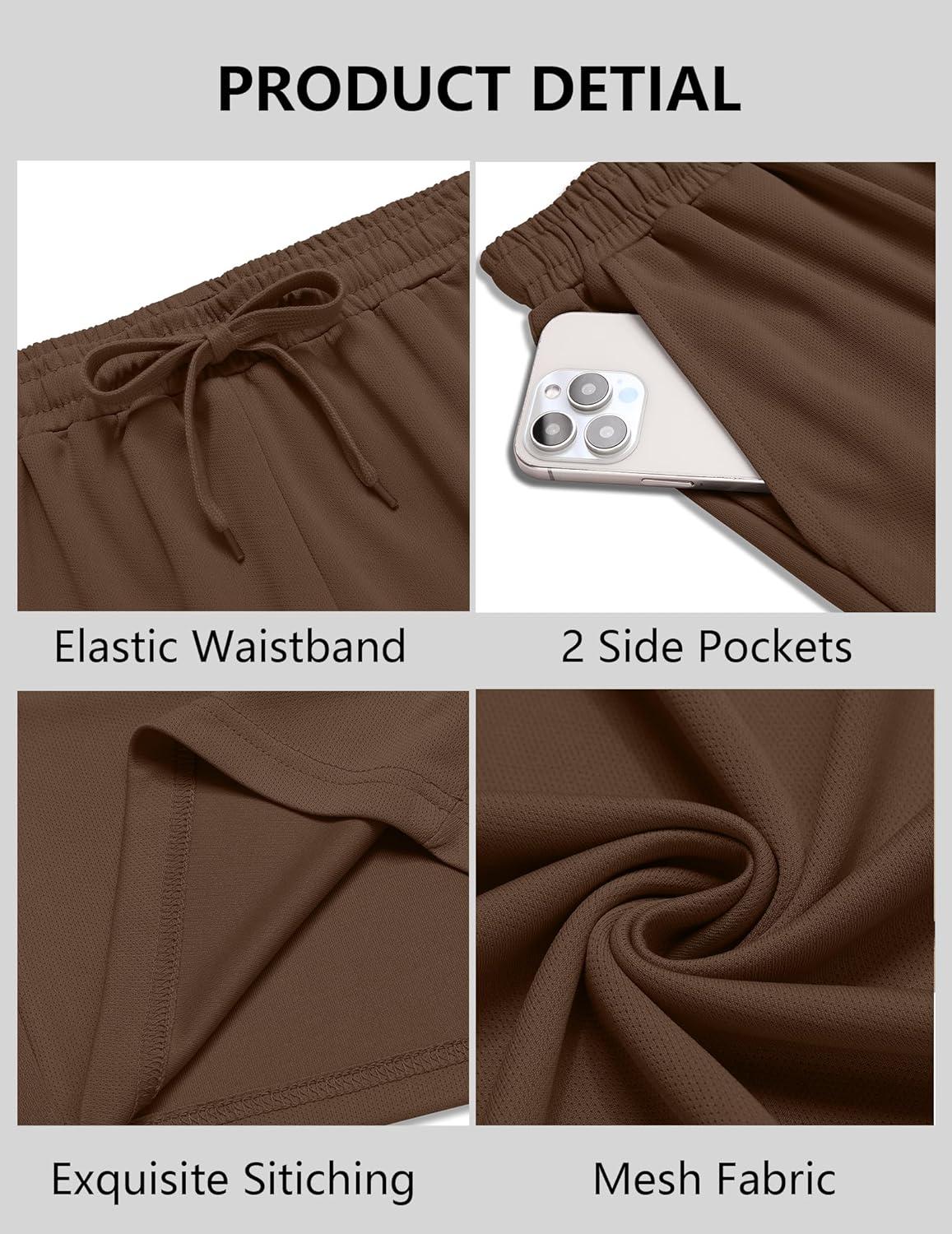 imageCOOFANDY Mens Workout Gym Shorts Mesh Athletic Shorts Lightweight Quick Dry Training Short Pants with PocketsBrown1 Pack of 1