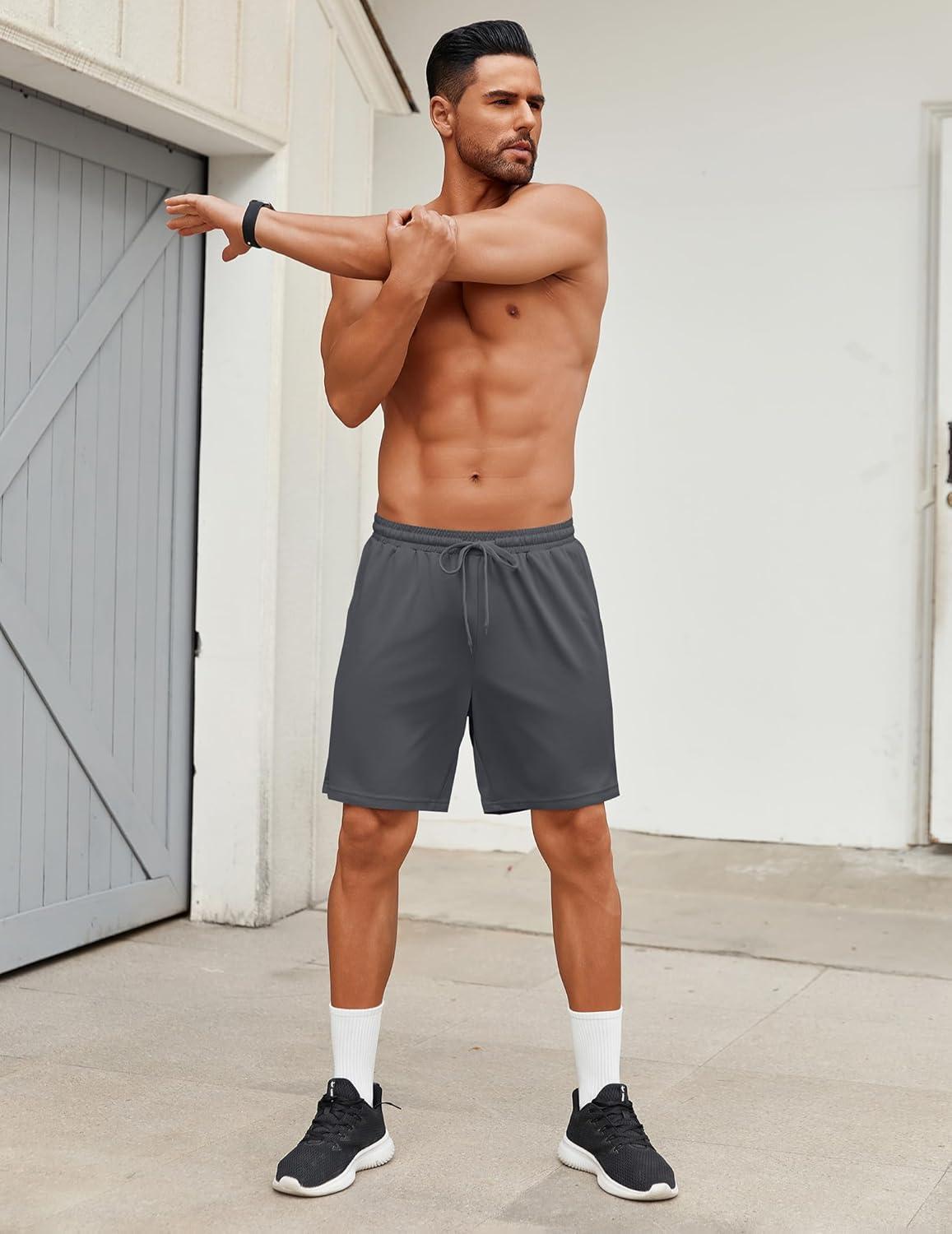 imageCOOFANDY Mens Workout Gym Shorts Mesh Athletic Shorts Lightweight Quick Dry Training Short Pants with PocketsDark Grey1 Pack of 1