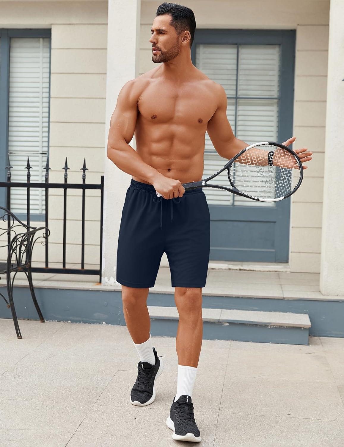 imageCOOFANDY Mens Workout Gym Shorts Mesh Athletic Shorts Lightweight Quick Dry Training Short Pants with PocketsNavy Blue1 Pack of 1