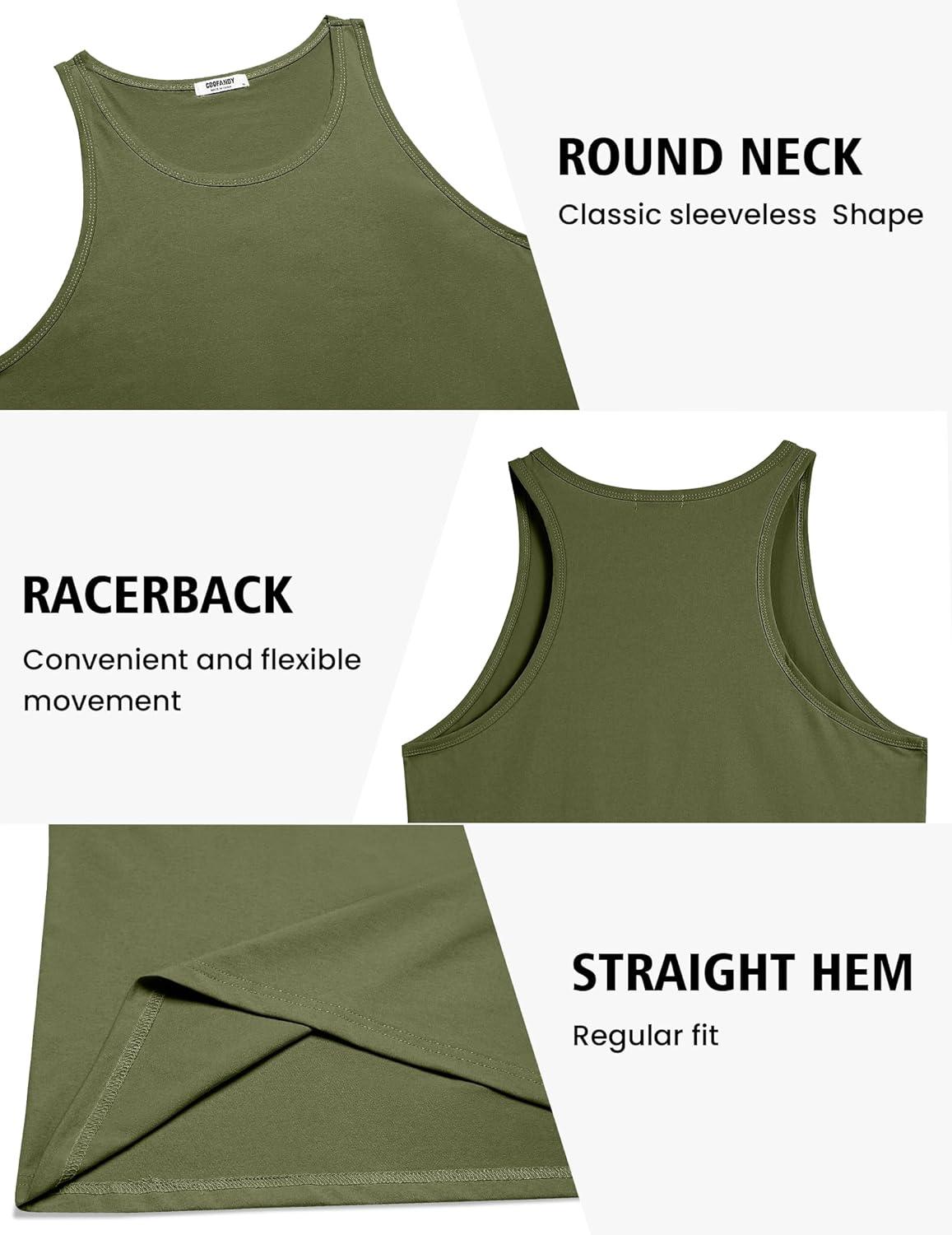 imageCOOFANDY Mens Workout Tank Tops 2 Pack Y Back Sleeveless Shirts Gym Muscle T Shirt Bodybuidling Athletic Stringer TeeArmy Green