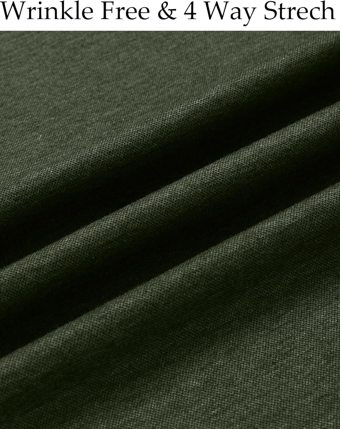 imageCOOFANDY Mens Wrinkle Free Shirt Casual Button Down Long Sleeve Dress ShirtsDark Green