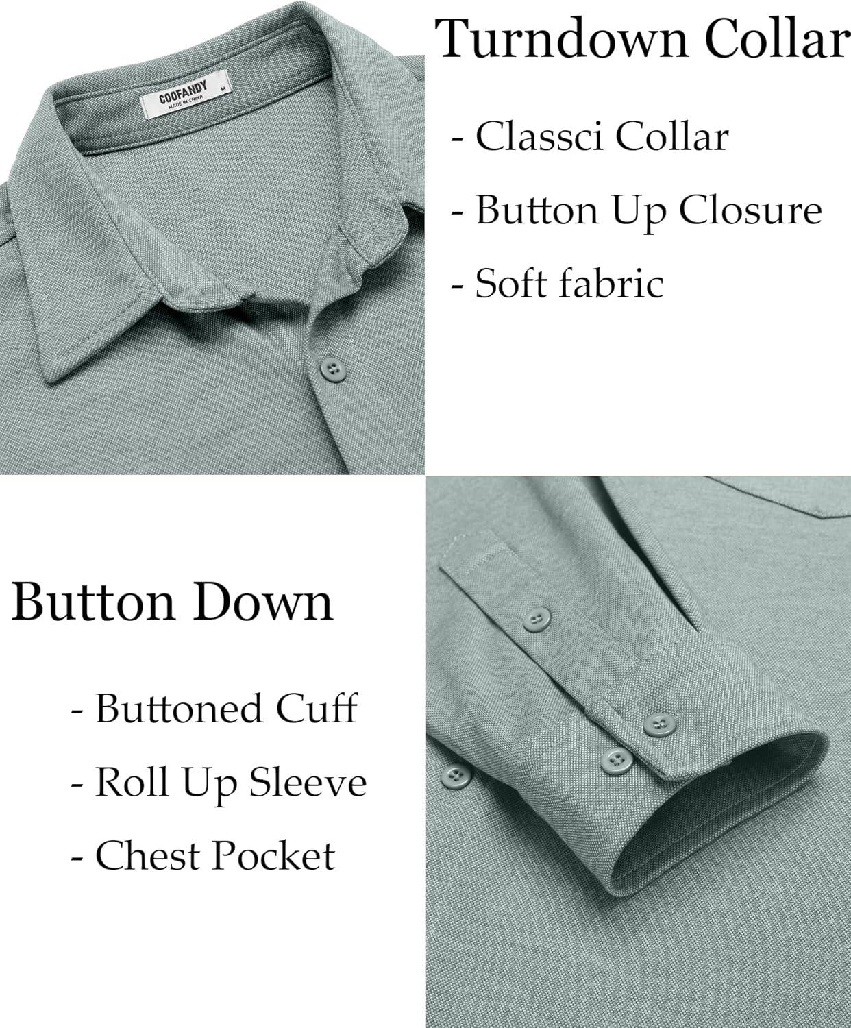 imageCOOFANDY Mens Wrinkle Free Shirt Casual Button Down Long Sleeve Dress ShirtsLight Blue