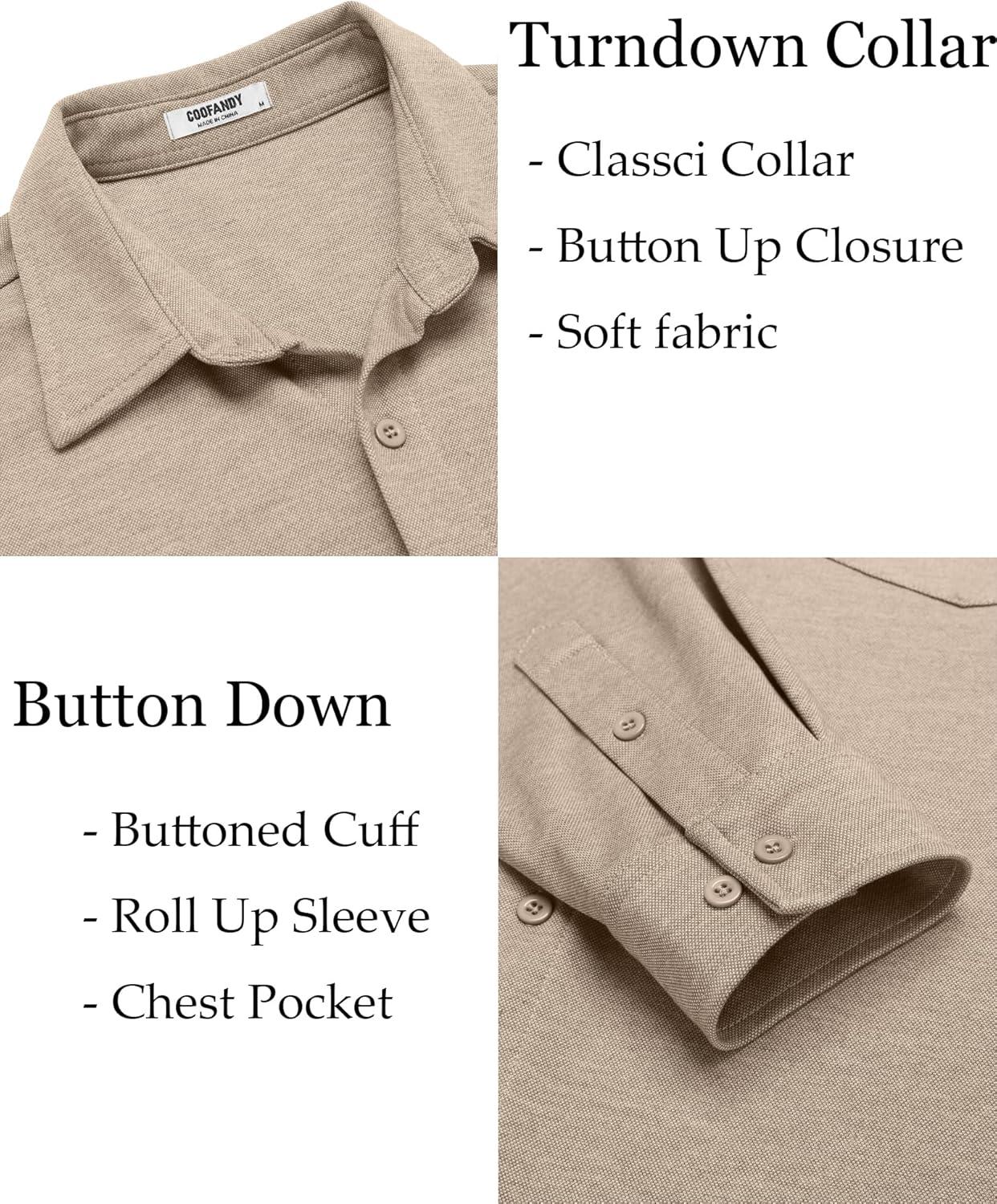 imageCOOFANDY Mens Wrinkle Free Shirt Casual Button Down Long Sleeve Dress ShirtsLight Coffee