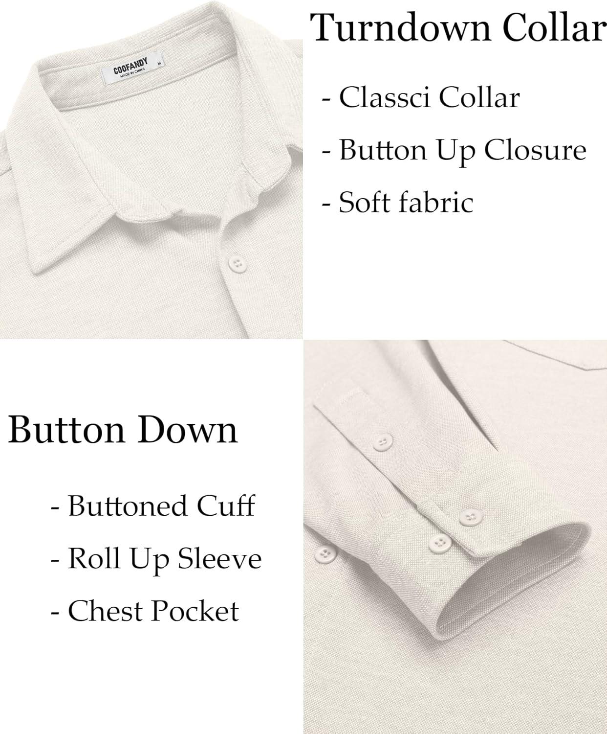 imageCOOFANDY Mens Wrinkle Free Shirt Casual Button Down Long Sleeve Dress ShirtsWhite