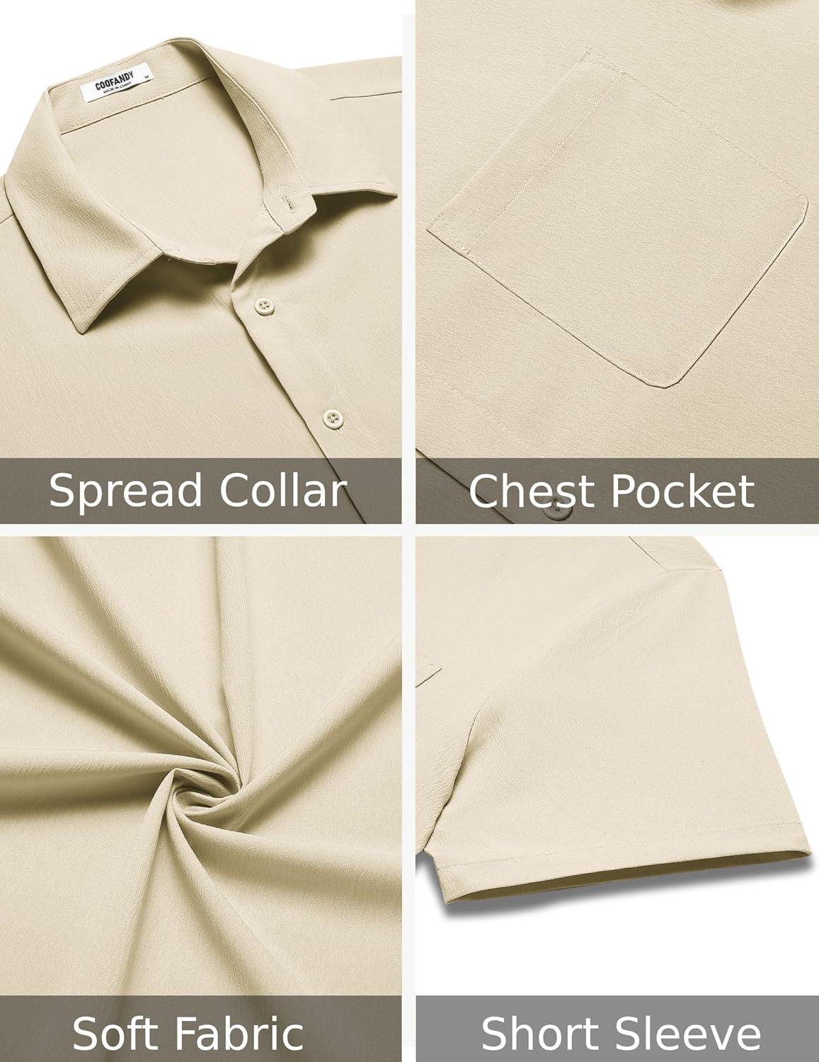 imageCOOFANDY Shirts for Men Short Sleeve Button Down Shirt Casual Summer Beach ShirtsVanilla Ice