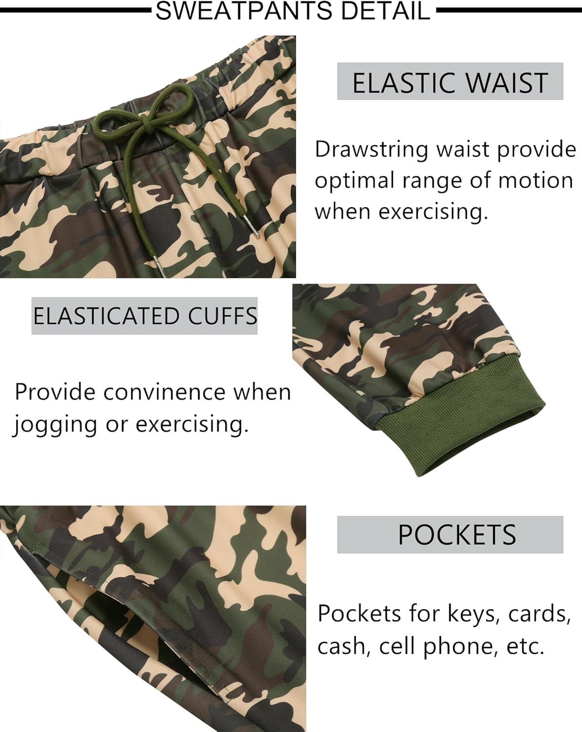 imageCOOFANDY Sweatsuits for Men 2 Piece Tracksuit Casual Athletic Jogging Suit Hooded SetCamo