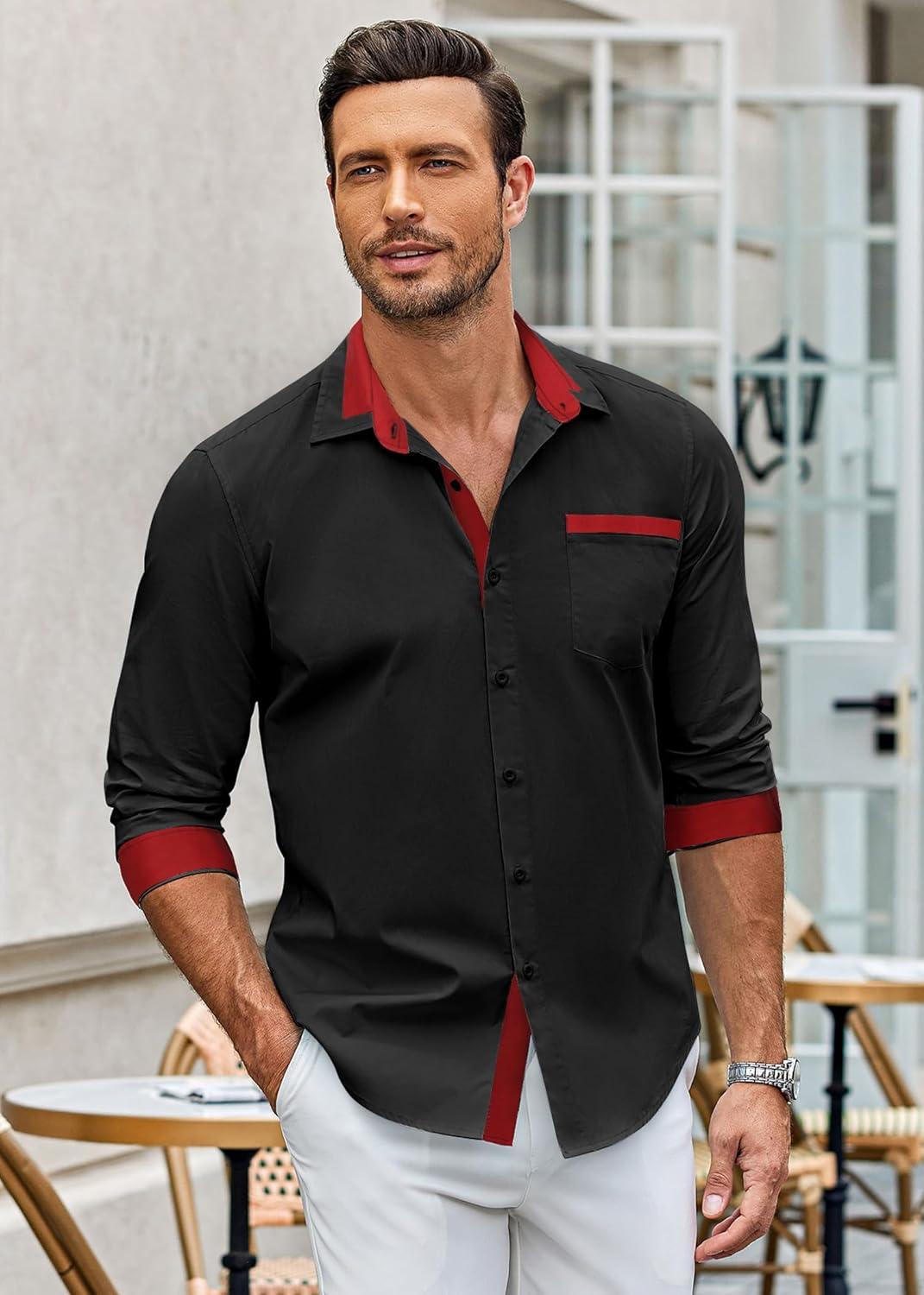 imageCOOFANDY mens CasualBlackRed