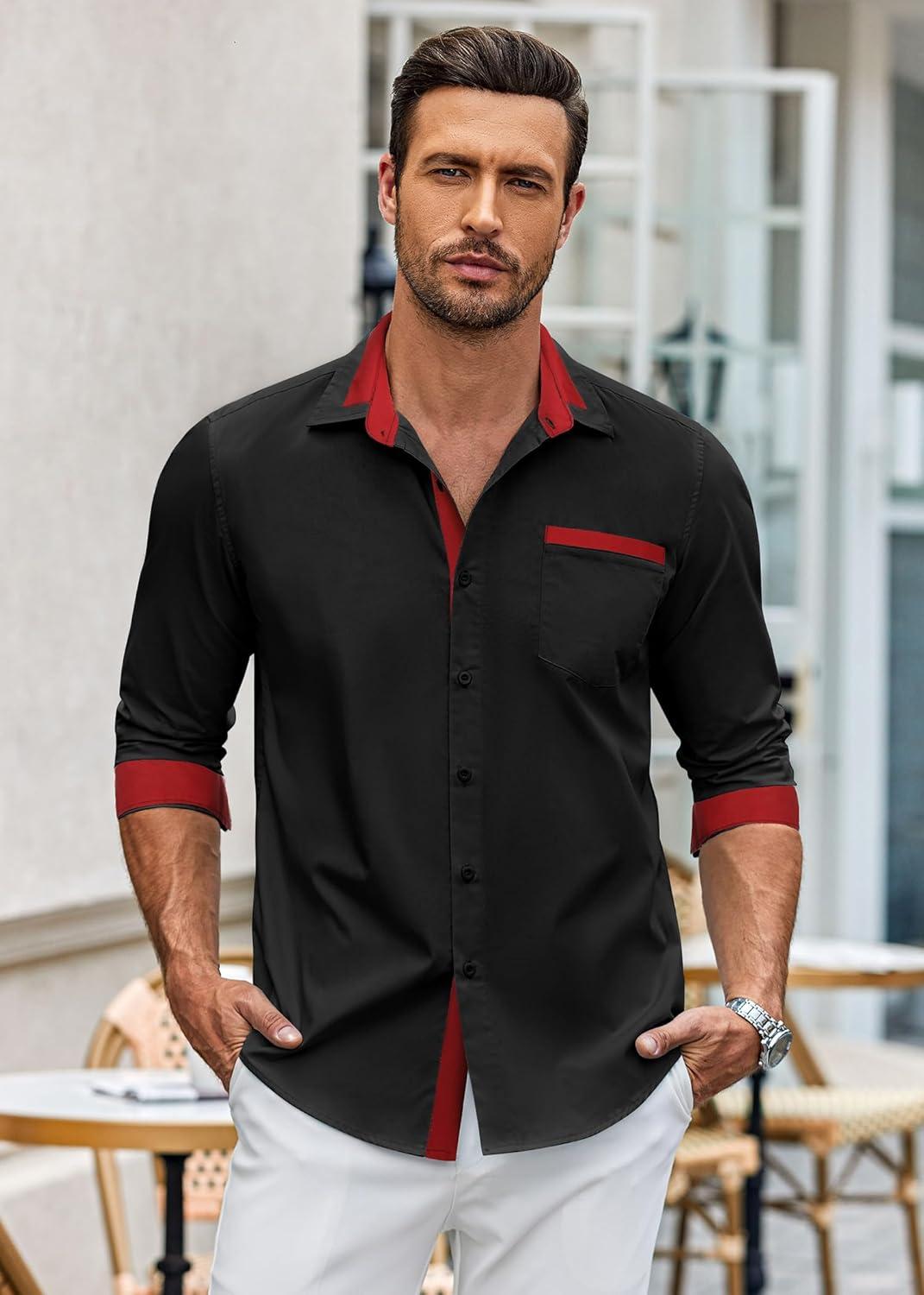 imageCOOFANDY mens CasualBlackRed