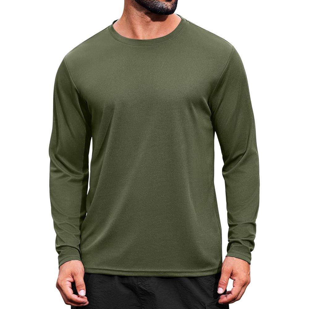imageCOOFANDY Long Sleeve Shirts for Men Moisture Wicking Activewear TShirts Workout Running ShirtsArmy Green