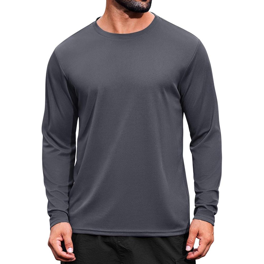 imageCOOFANDY Long Sleeve Shirts for Men Moisture Wicking Activewear TShirts Workout Running ShirtsDark Grey