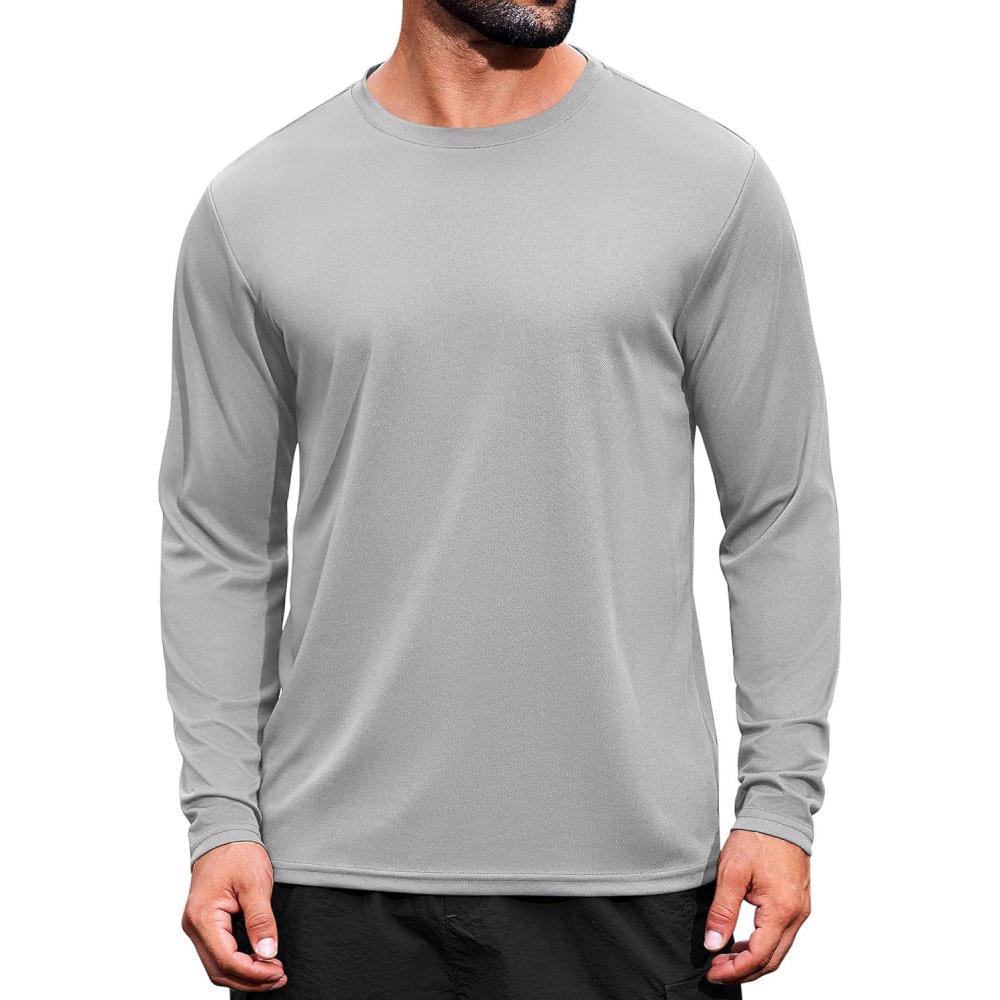 imageCOOFANDY Long Sleeve Shirts for Men Moisture Wicking Activewear TShirts Workout Running ShirtsLight Grey