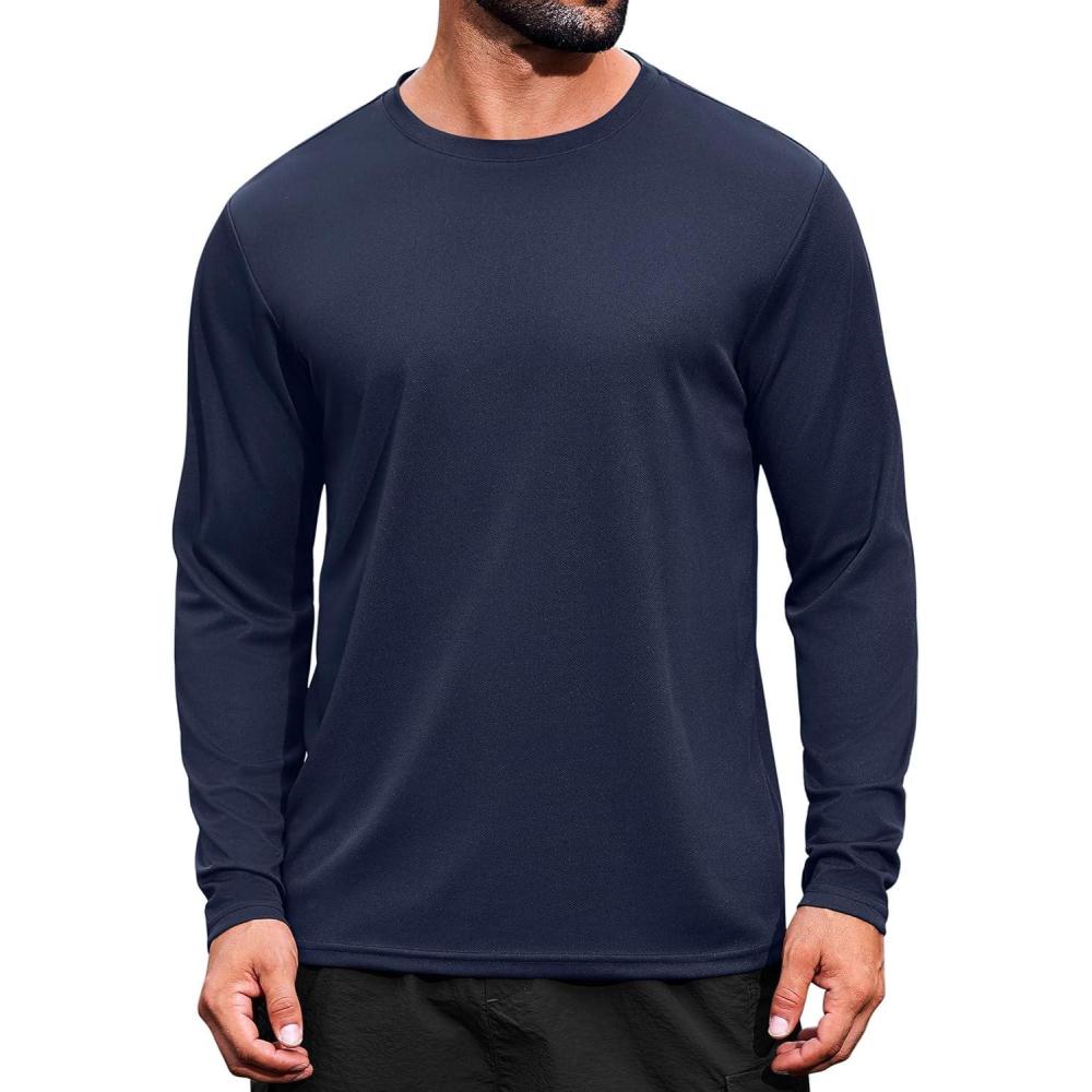 imageCOOFANDY Long Sleeve Shirts for Men Moisture Wicking Activewear TShirts Workout Running ShirtsNavy Blue