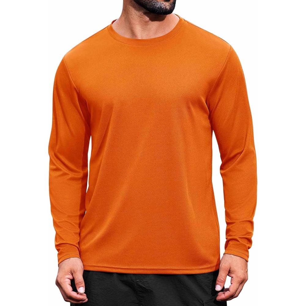 imageCOOFANDY Long Sleeve Shirts for Men Moisture Wicking Activewear TShirts Workout Running ShirtsOrange