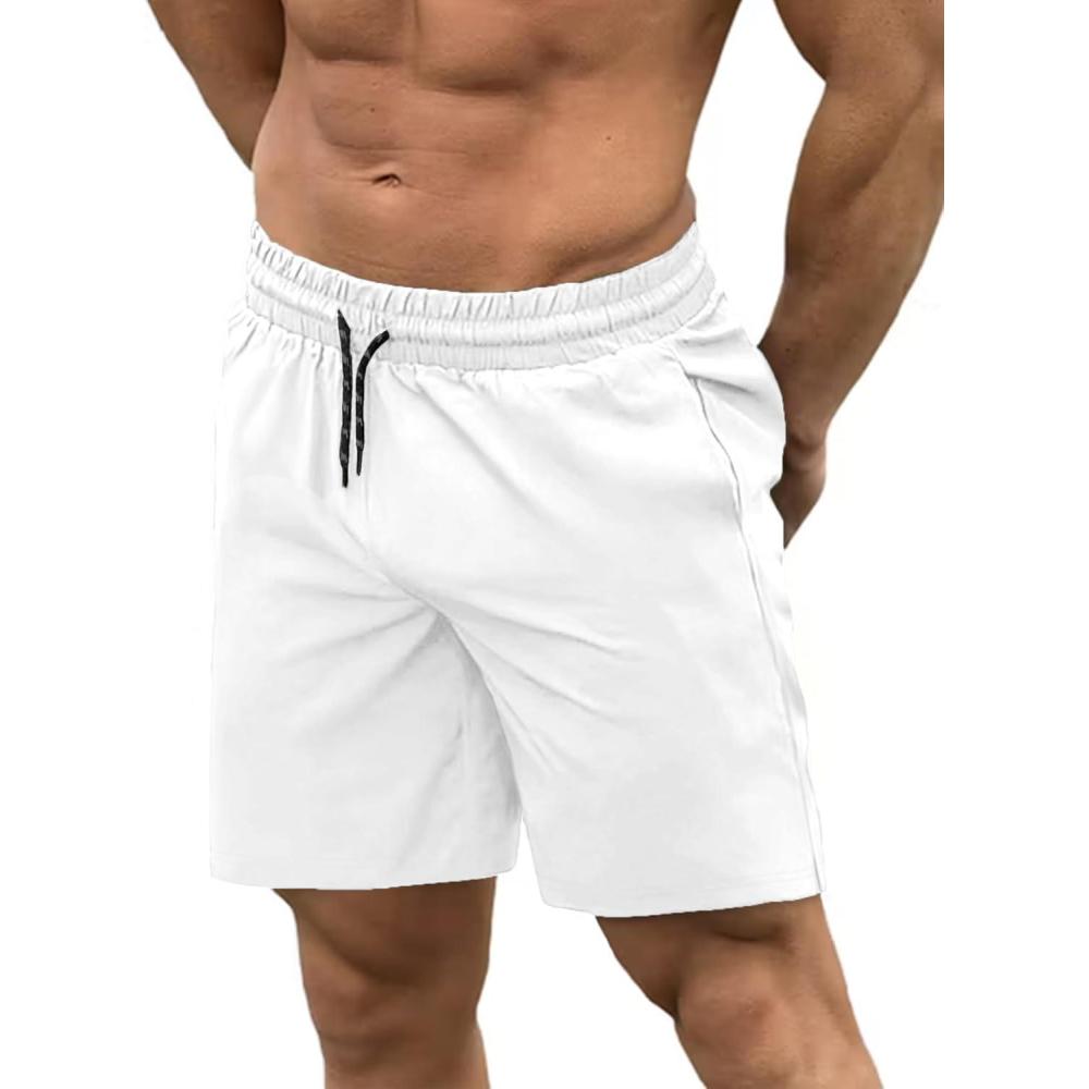 imageCOOFANDY Men Swim Trunk with Compression Liner 2 in 1 Swimwear Bathing Suit Quick Dry Board Short1 White