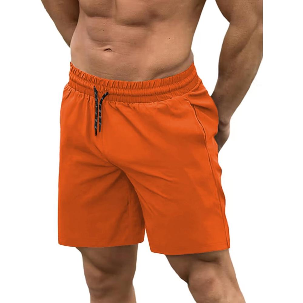 imageCOOFANDY Men Swim Trunk with Compression Liner 2 in 1 Swimwear Bathing Suit Quick Dry Board ShortRed Orange