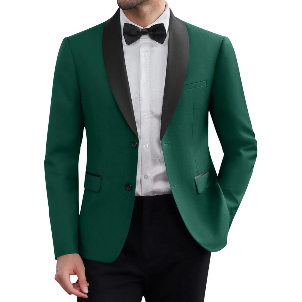 imageCOOFANDY Men Tuxedo Jacket Slim Fit Blazer Suit Jacket Prom Dinner Party WeddingGreen