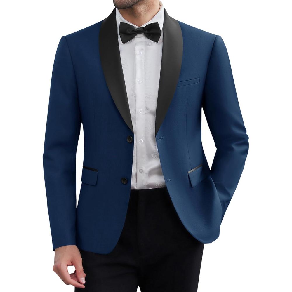 imageCOOFANDY Men Tuxedo Jacket Slim Fit Blazer Suit Jacket Prom Dinner Party WeddingNavy Blue