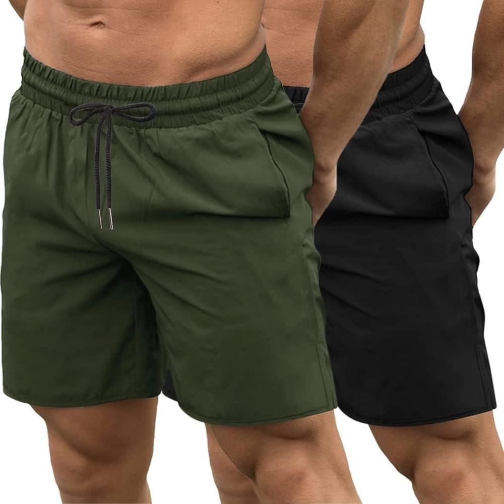 imageCOOFANDY Mens 2 Pack Gym Workout Shorts 7 Inch Quick Dry Athletic Shorts Lightweight Running Shorts with PocketsBlackOlive Green