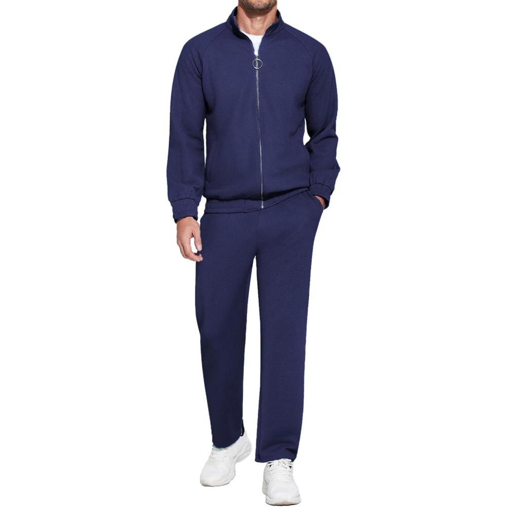 imageCOOFANDY Mens 2 Piece Tracksuit Casual Sweatsuits Full Zip Track Suits Jogging Athletic Suit SetsBlue Violet