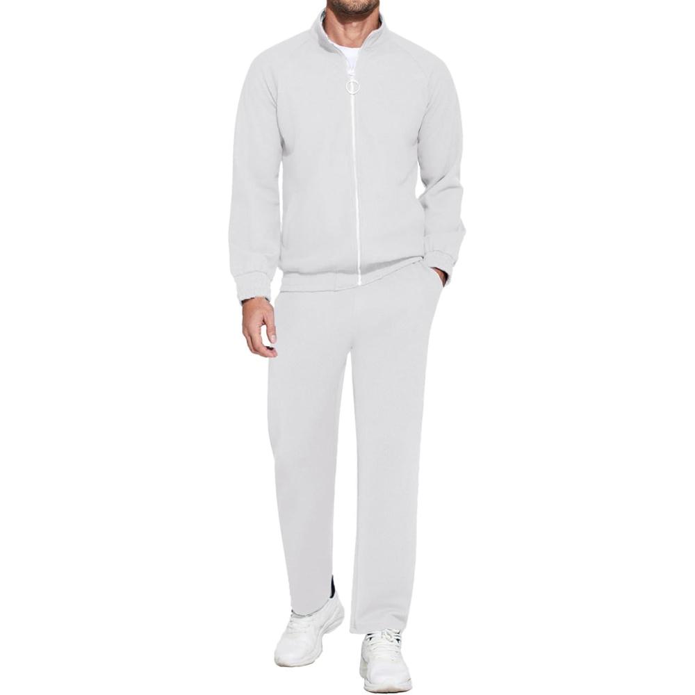imageCOOFANDY Mens 2 Piece Tracksuit Casual Sweatsuits Full Zip Track Suits Jogging Athletic Suit SetsWhite