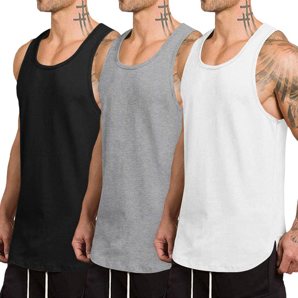 imageCOOFANDY Mens 3 Pack Quick Dry Workout Tank Top Gym Muscle Tee Fitness Bodybuilding Sleeveless T Shirt03black Gray White