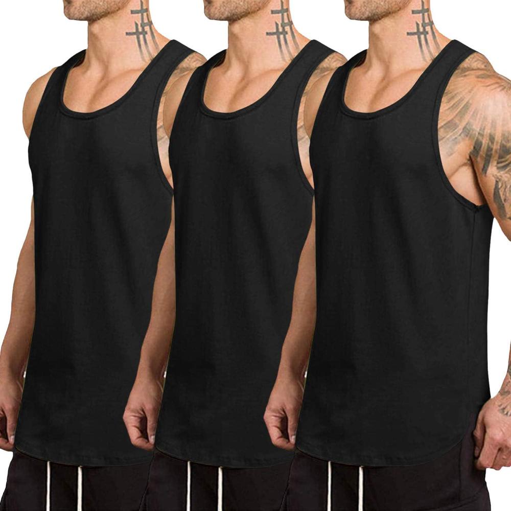 imageCOOFANDY Mens 3 Pack Quick Dry Workout Tank Top Gym Muscle Tee Fitness Bodybuilding Sleeveless T ShirtBlackBlackBlack