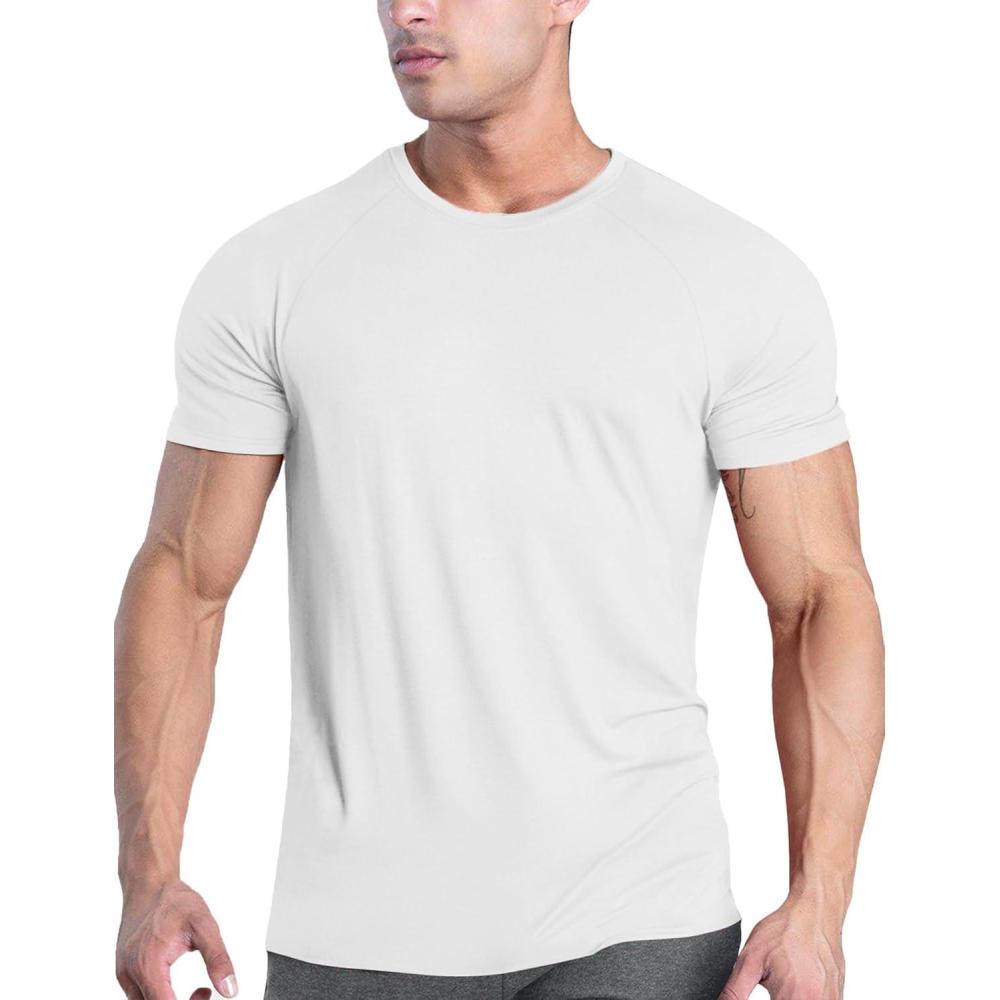 imageCOOFANDY Mens 3 Pack Workout T Shirts Short Sleeve Gym Bodybuilding Muscle Shirt Base Layer Fitness Tee TopsWhite