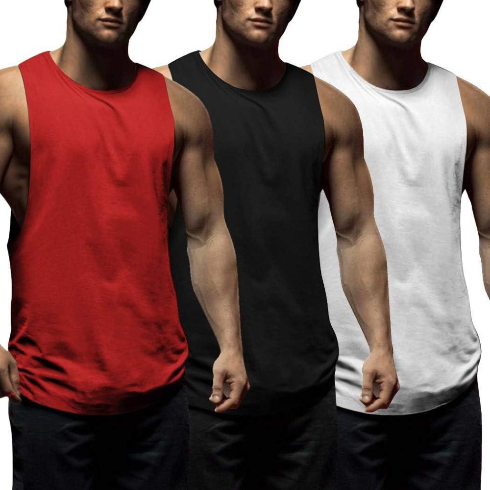 imageCOOFANDY Mens 3 Pack Workout Tank Tops Sleeveless Gym Shirts Bodybuilding Fitness Muscle Tee ShirtsBlackWhiteRed