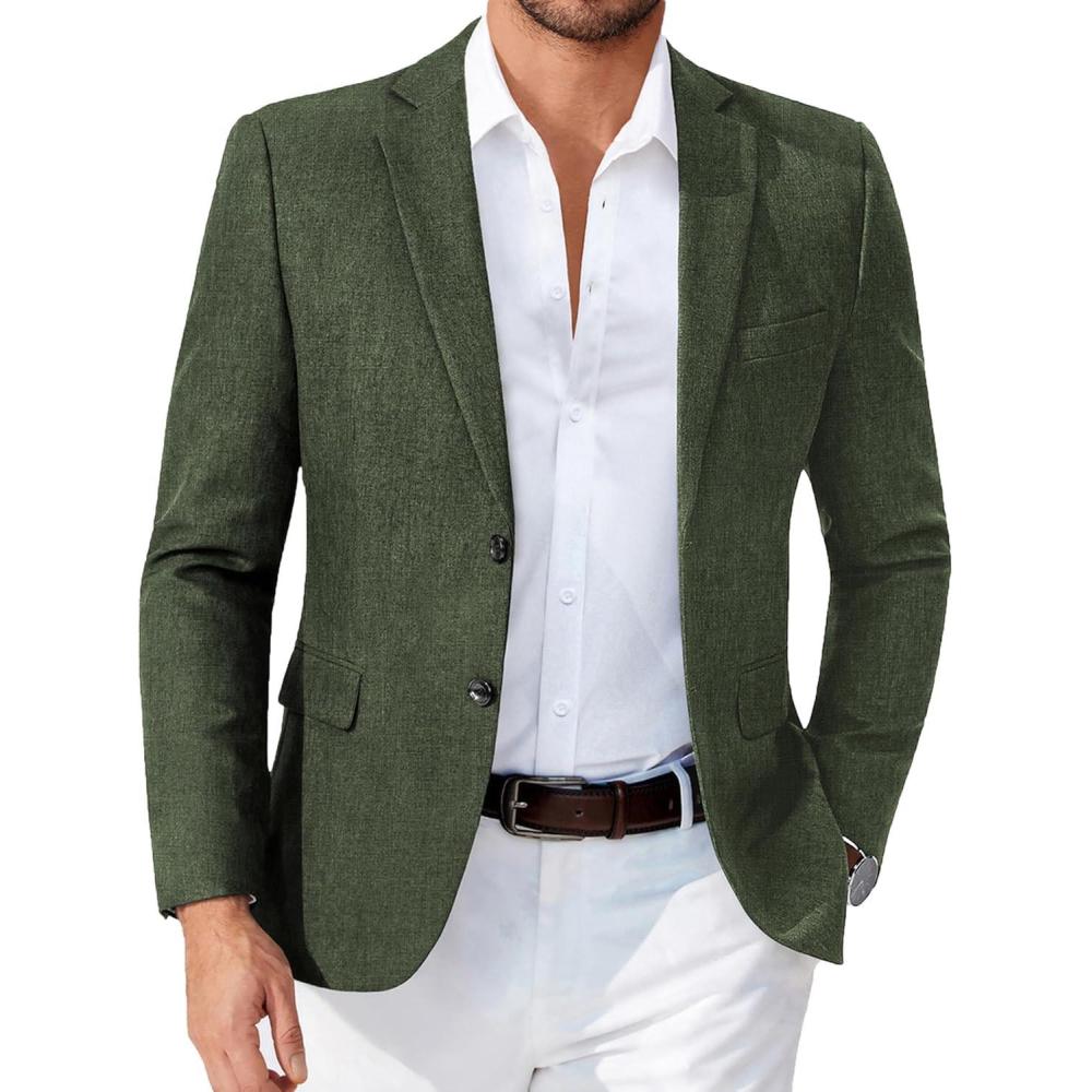 imageCOOFANDY Mens Blazer Casual Sport Coats Two Buttons Lightweight Suit JacketArmy Green