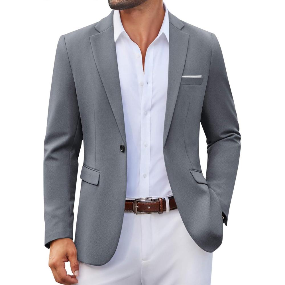 imageCOOFANDY Mens Casual Blazer One Button Sport Coats Lightweight Suit JacketGrey