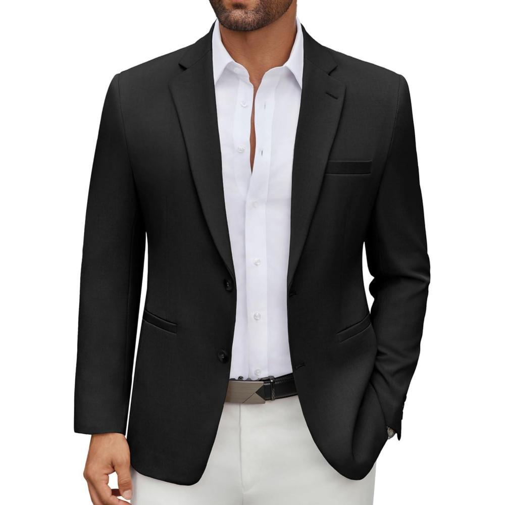 imageCOOFANDY Mens Casual Blazer Regular Fit Lightweight Two Button Sport Coat Suit JacketBlack