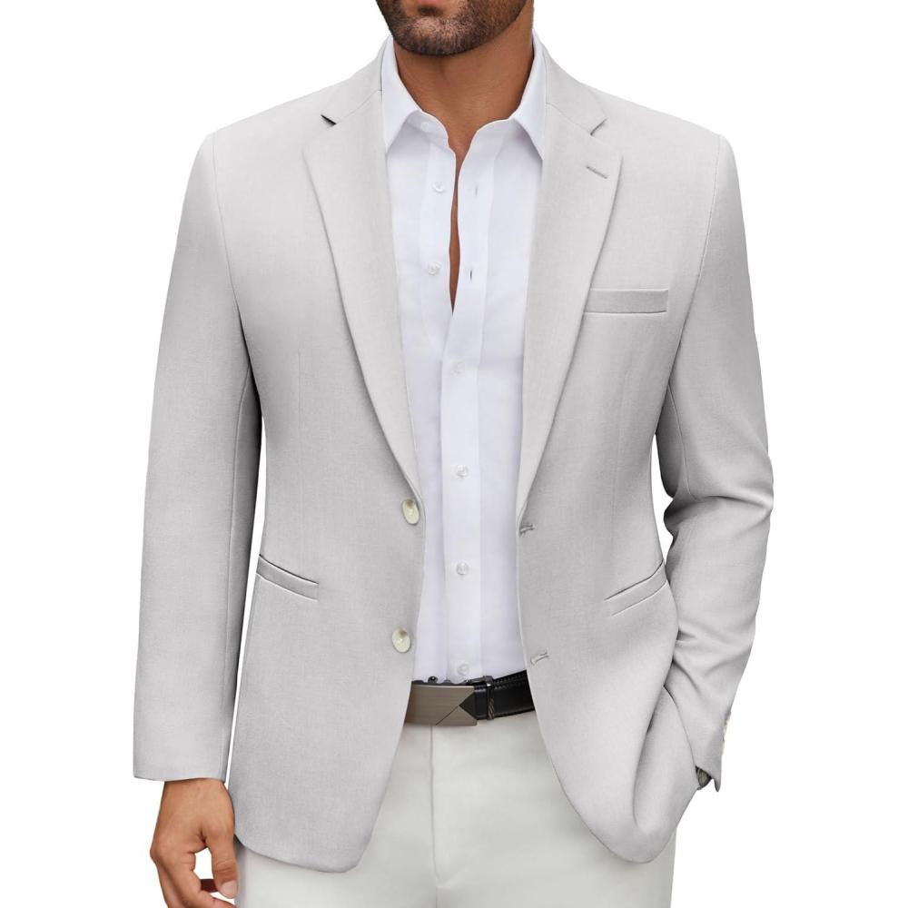 imageCOOFANDY Mens Casual Blazer Regular Fit Lightweight Two Button Sport Coat Suit JacketLight Grey