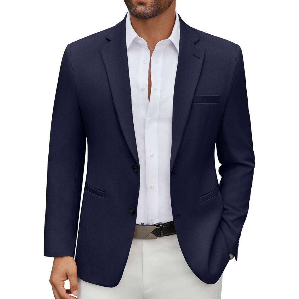 imageCOOFANDY Mens Casual Blazer Regular Fit Lightweight Two Button Sport Coat Suit JacketNavy Blue