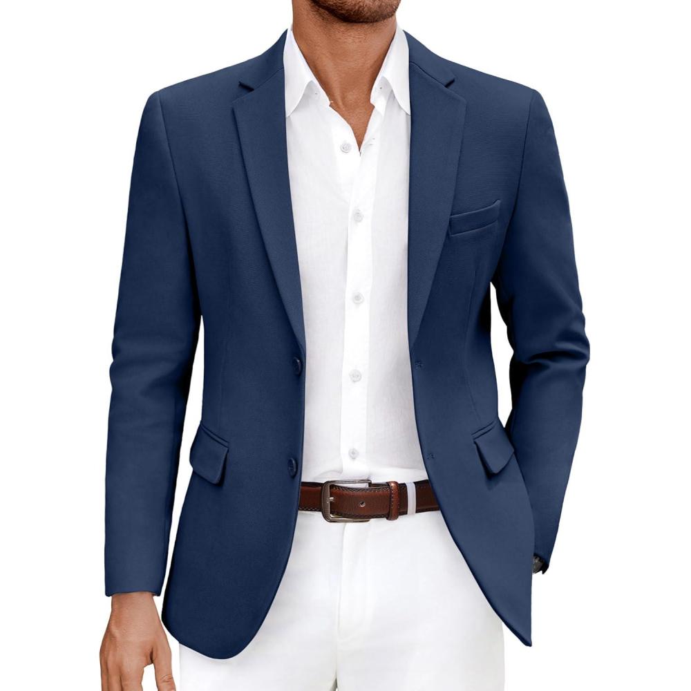 imageCOOFANDY Mens Casual Blazer Slim Fit Lightweight Sport Coat Two Button Suit JacketBlue
