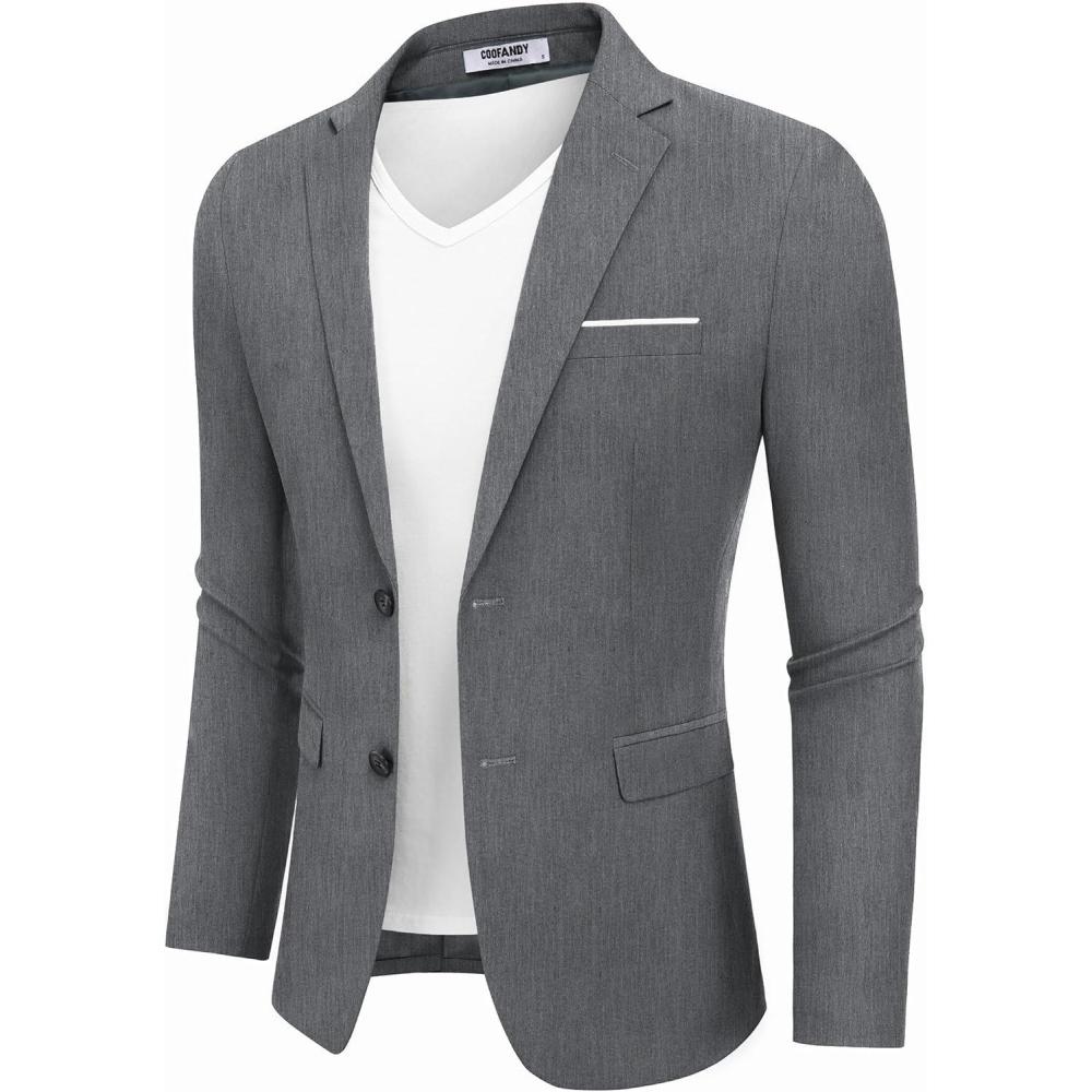 imageCOOFANDY Mens Casual Blazer Slim Fit Sport Coat Suit Jacket Lightweight Two Button Blazer JacketGrey