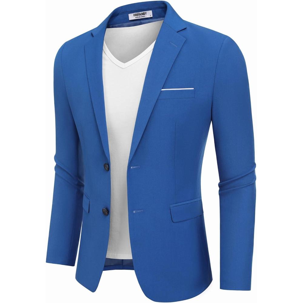imageCOOFANDY Mens Casual Blazer Slim Fit Sport Coat Suit Jacket Lightweight Two Button Blazer JacketRoyal Blue