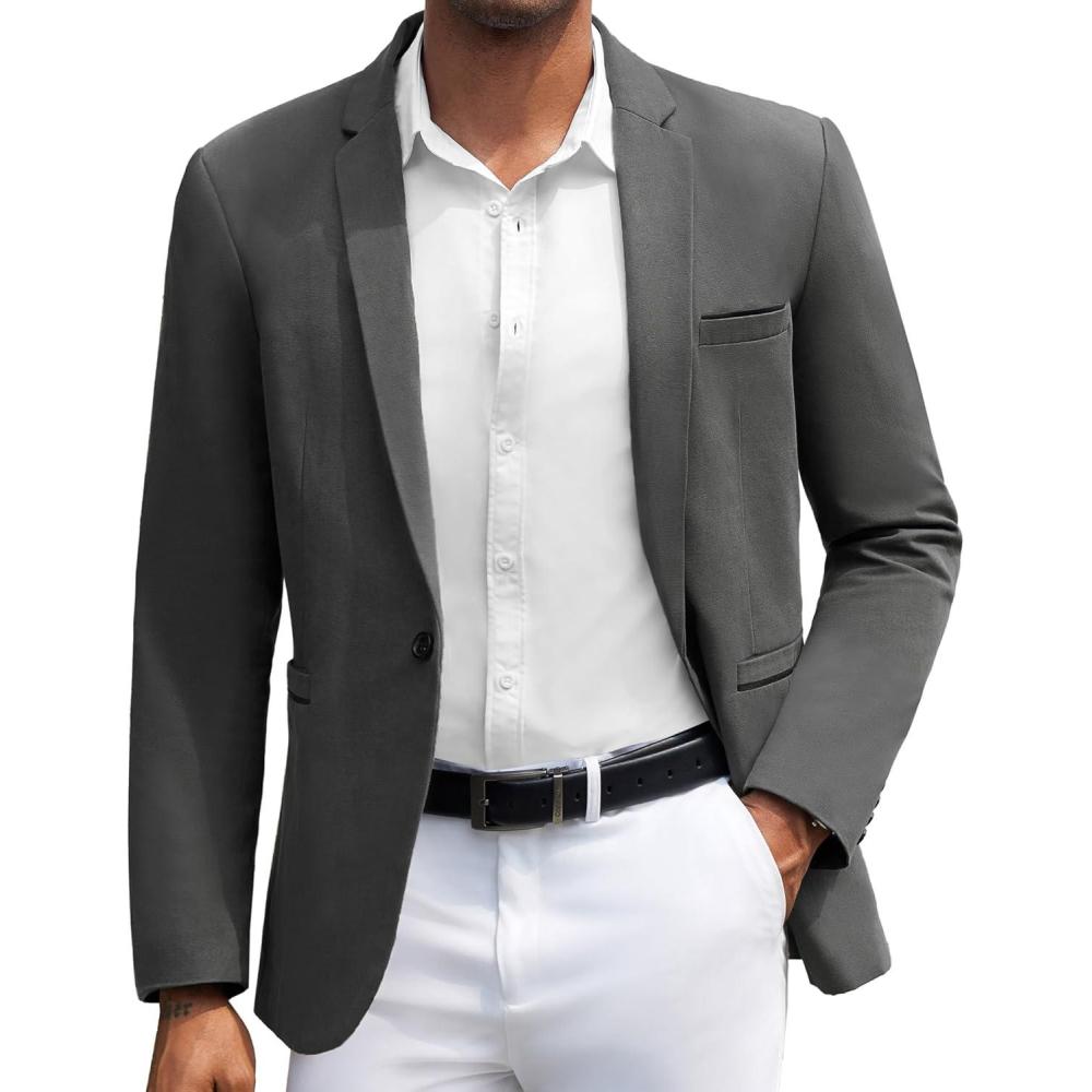 imageCOOFANDY Mens Casual Blazers Sport Coats Slim Fit Cotton Sport Jackets 1 Button Lightweight Suit JacketsA Grey