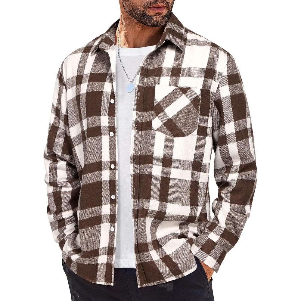 imageCOOFANDY Mens Casual Button Down Shirts Long Sleeve Flannel Shirts Untucked Vintage Shirts