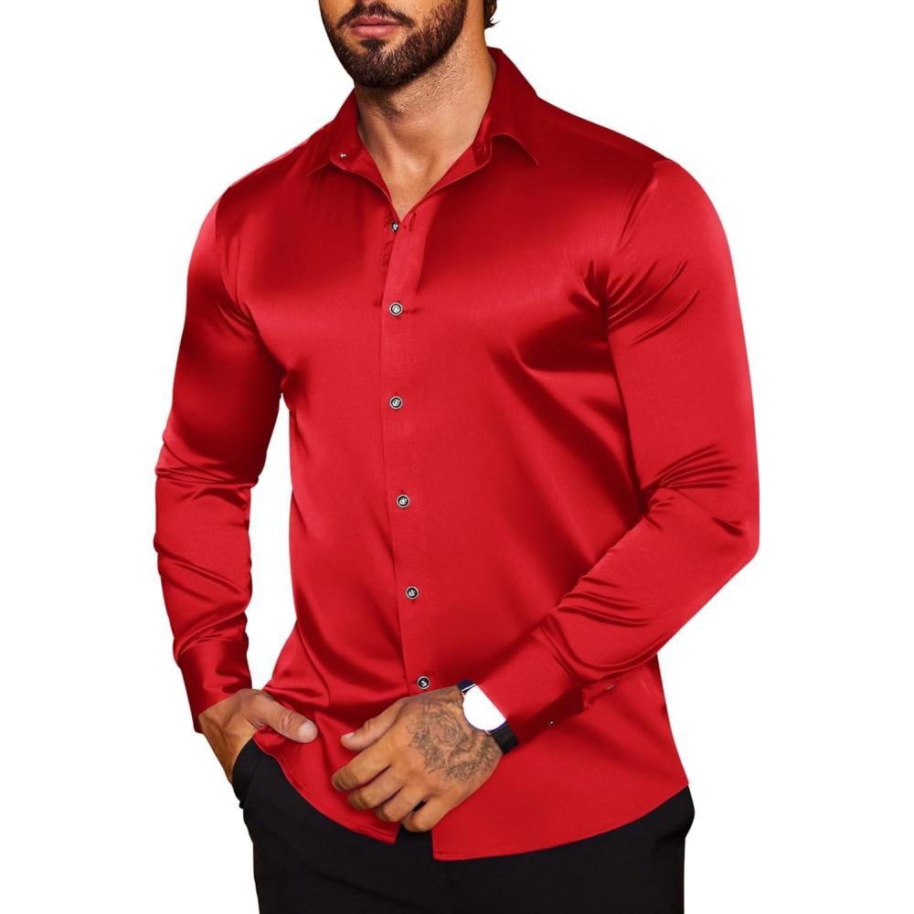 imageCOOFANDY Mens Casual Button Down Shirts Long Sleeve Untucked Shirts for Men Stretch Dress ShirtPred