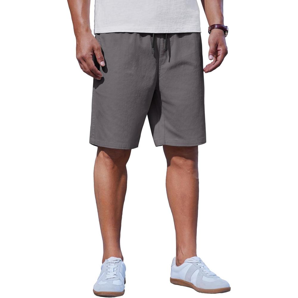imageCOOFANDY Mens Casual Shorts Cotton Drawstring Summer Shorts Elastic Waist Lightweight Twill Chino ShortsDark Grey