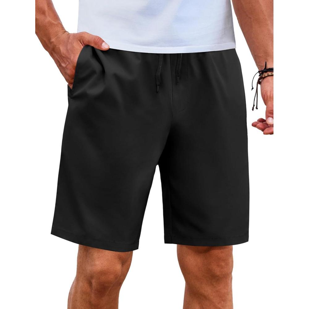 imageCOOFANDY Mens Casual Shorts Elastic Waist Drawstring Shorts Lightweight Summer Beach ShortsBlack