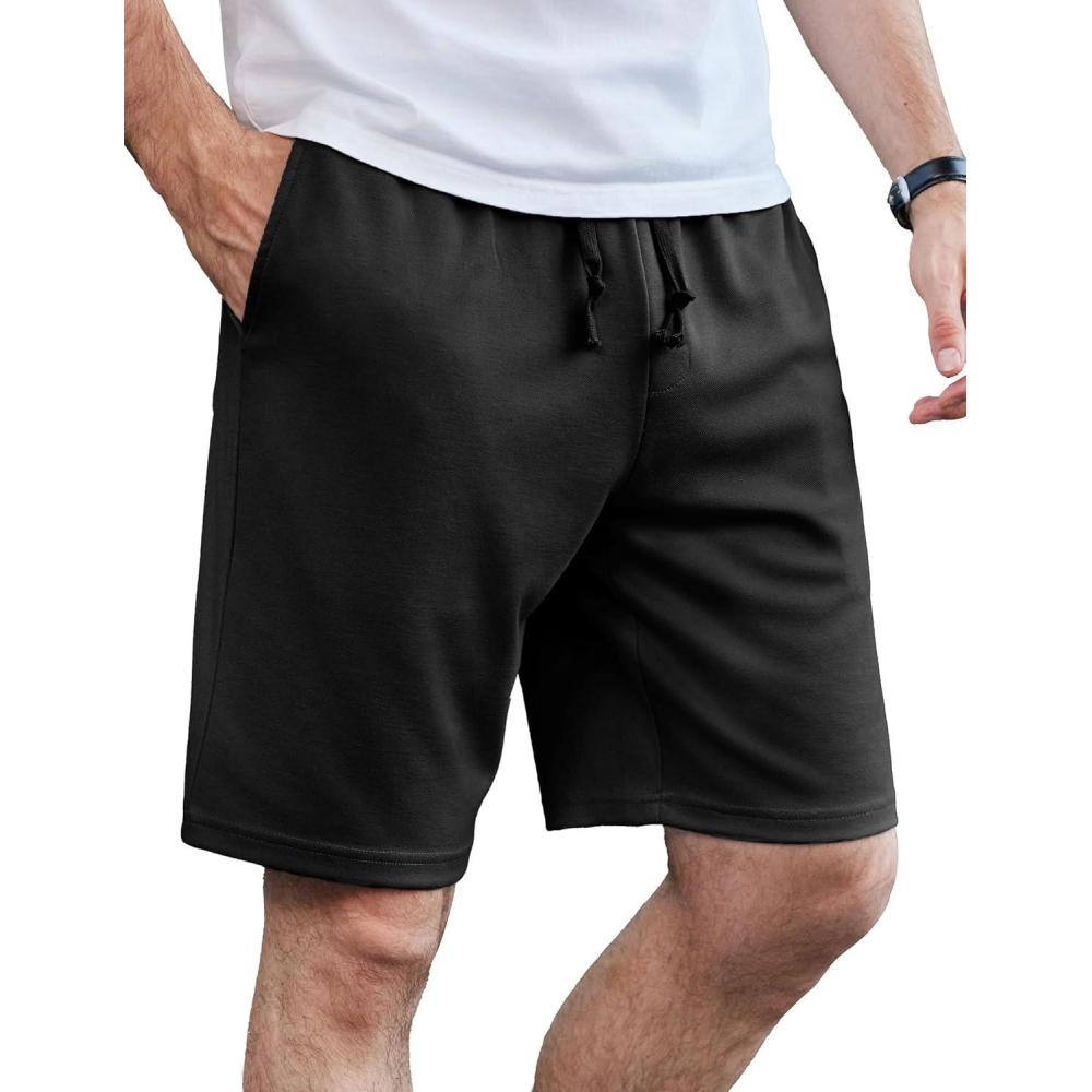 imageCOOFANDY Mens Casual Shorts Stretch Drawstring Summer Beach Shorts Chino Golf Shorts with PocketsBlack