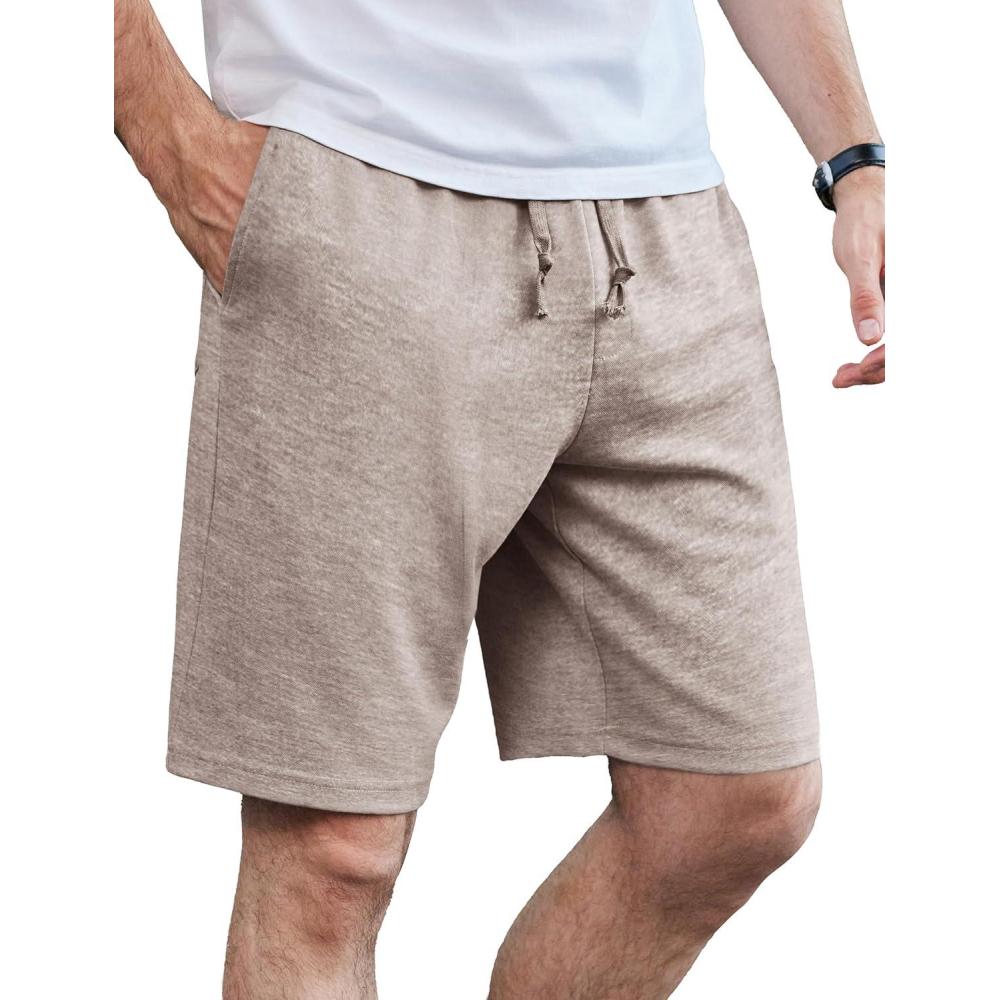 imageCOOFANDY Mens Casual Shorts Stretch Drawstring Summer Beach Shorts Chino Golf Shorts with PocketsChampagne