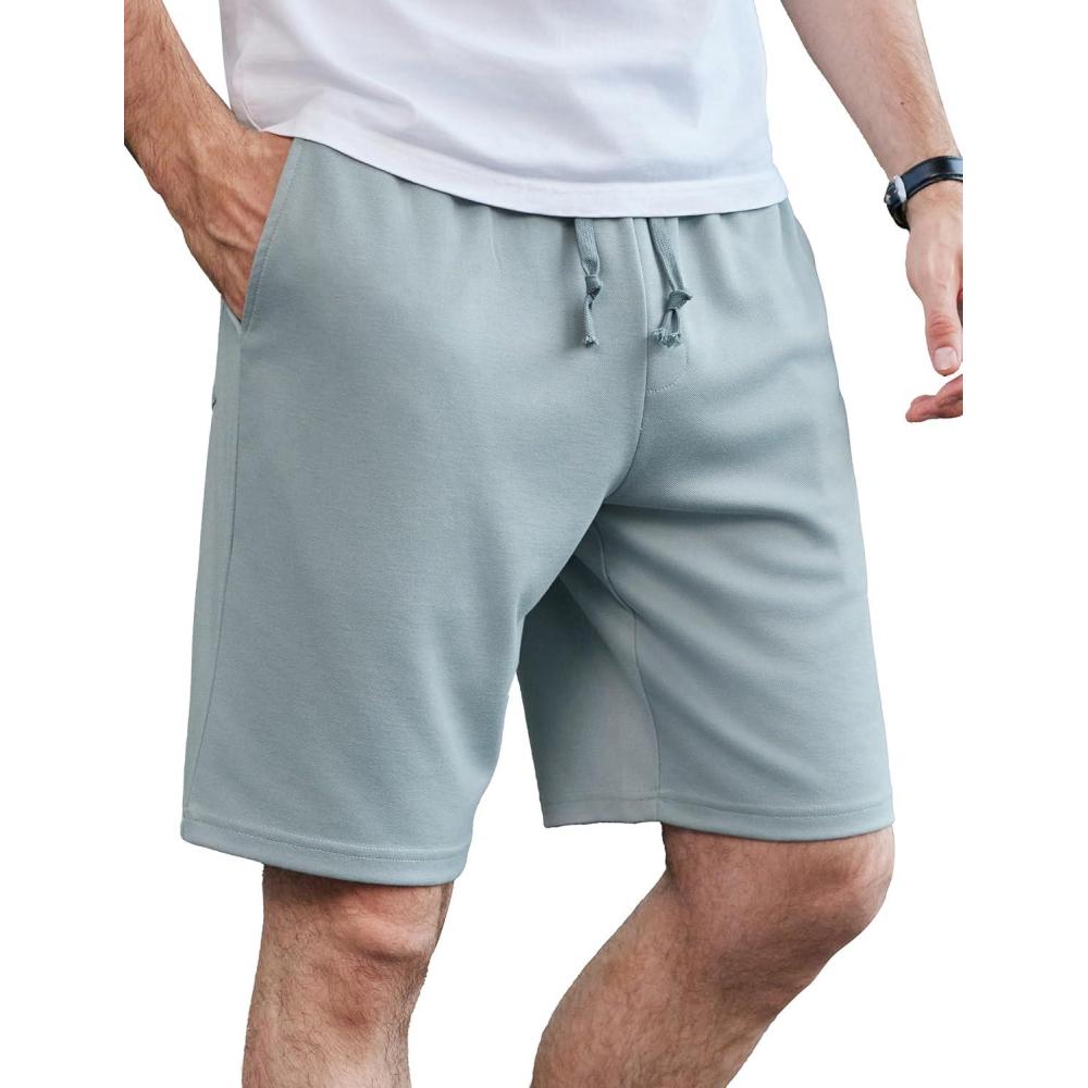 imageCOOFANDY Mens Casual Shorts Stretch Drawstring Summer Beach Shorts Chino Golf Shorts with PocketsLight Blue
