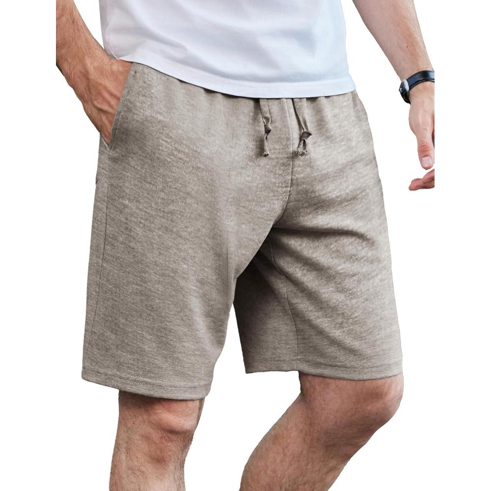 imageCOOFANDY Mens Casual Shorts Stretch Drawstring Summer Beach Shorts Chino Golf Shorts with PocketsLight Khaki