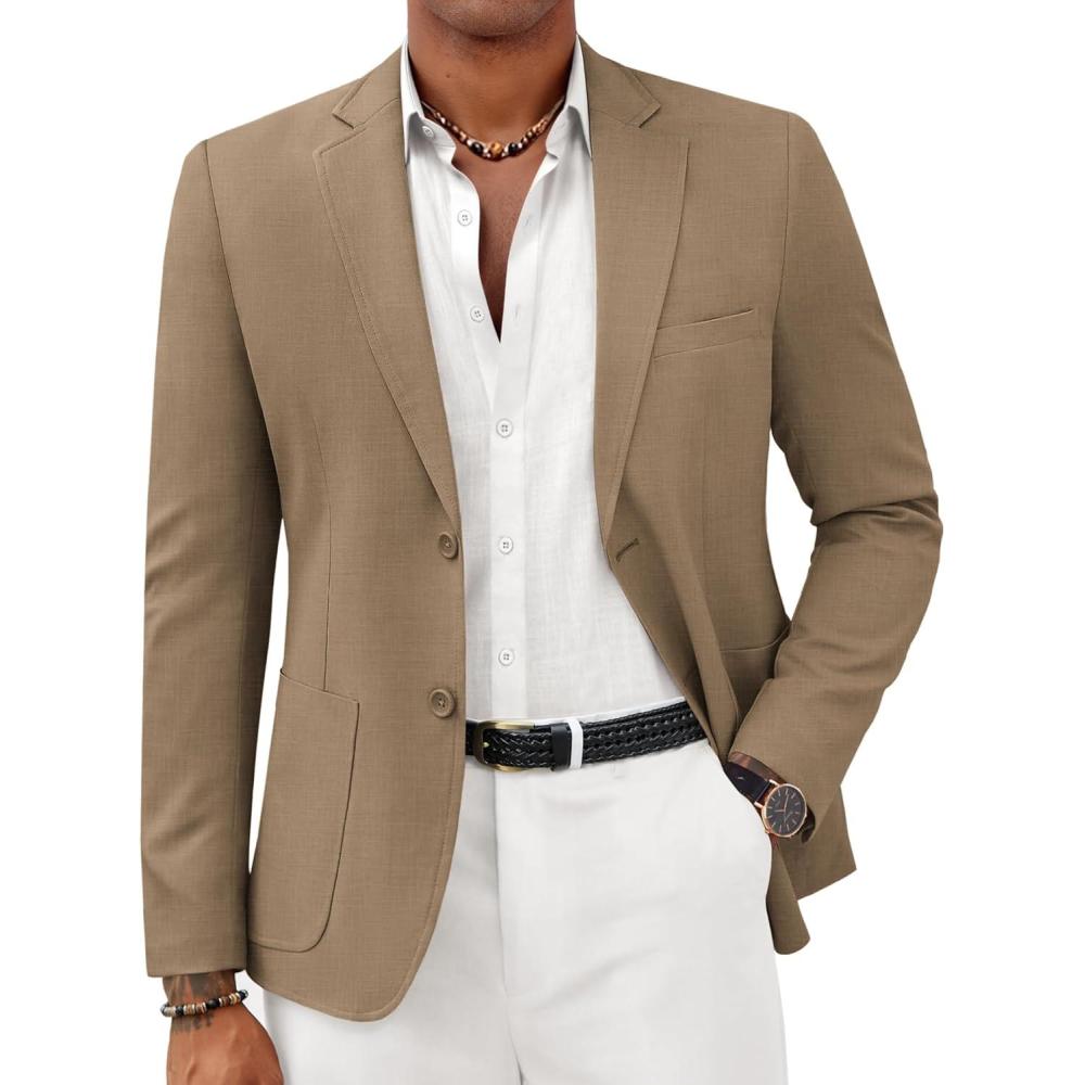 imageCOOFANDY Mens Casual Sport Coat Lightweight Two Button Blazer Slim Fit Business JacketsBrown