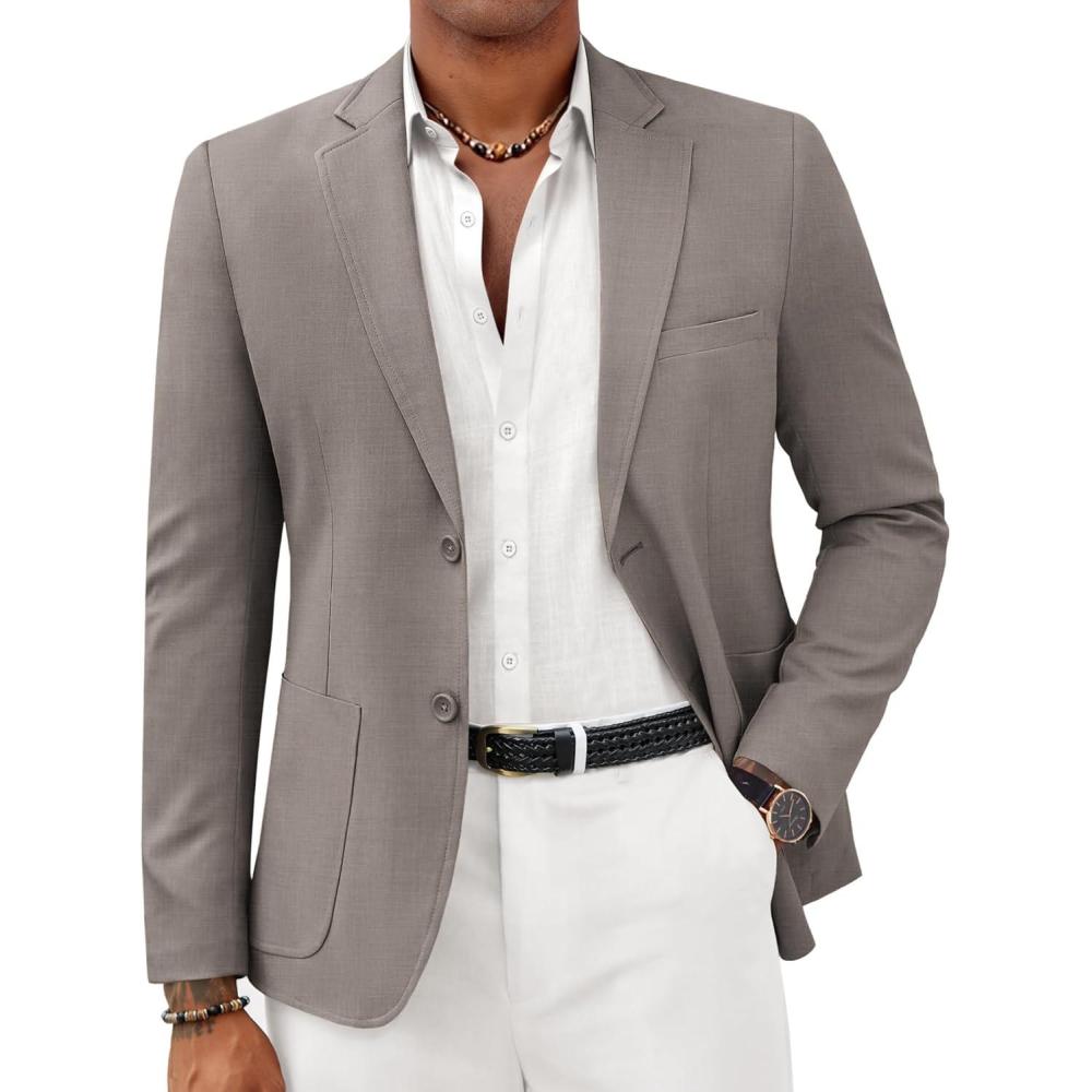 imageCOOFANDY Mens Casual Sport Coat Lightweight Two Button Blazer Slim Fit Business JacketsGrey