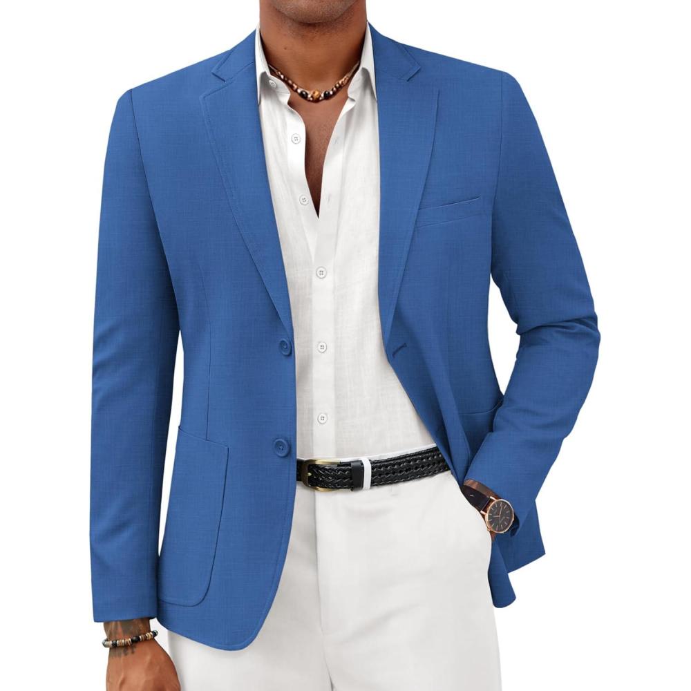 imageCOOFANDY Mens Casual Sport Coat Lightweight Two Button Blazer Slim Fit Business JacketsRoyal Blue