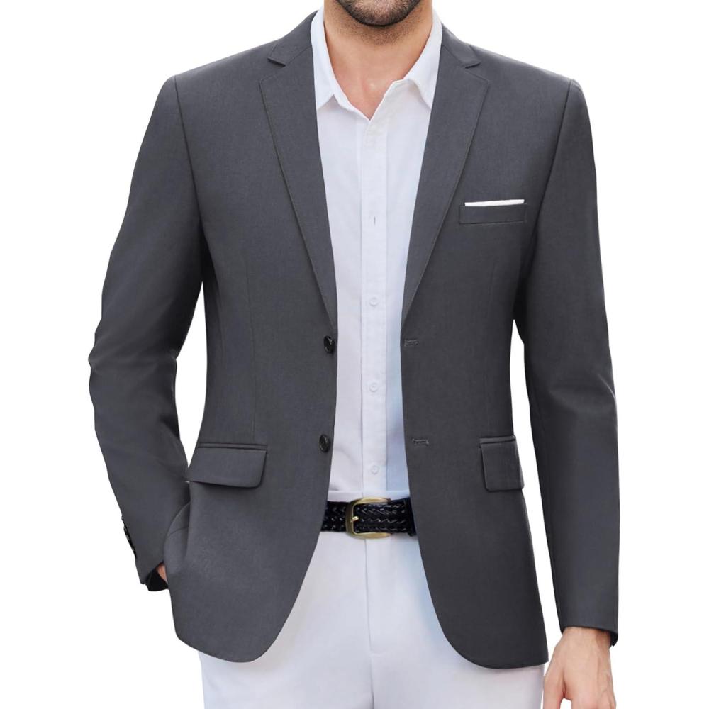 imageCOOFANDY Mens Causal Blazer Two Button Suit Jackets Lightweight Slim Fit Sports CoatsDark Gray